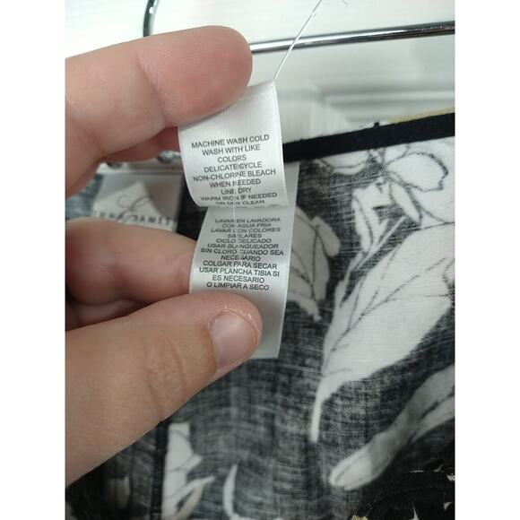 Emma James Woman 18 Skirt A Line Black Floral Linen Blend Maxi Side Zip Clasp - Picture 8 of 8